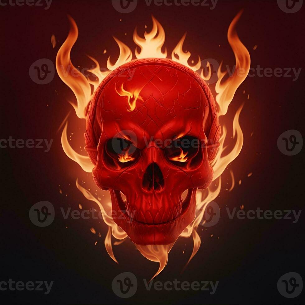 head skull fire mascot and esport gaming logo, AI generated photo