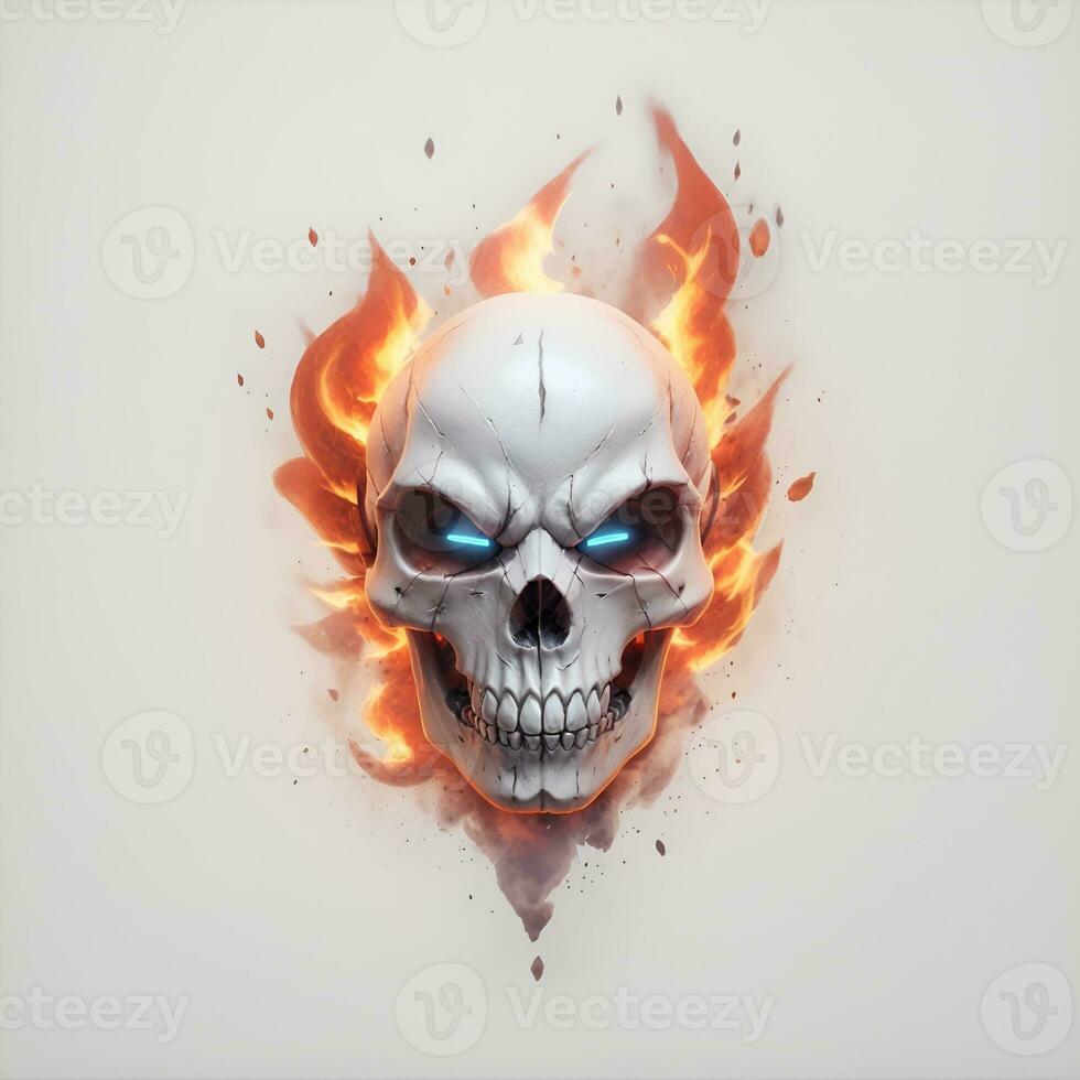 cabeza cráneo fuego mascota y deporte juego de azar logo, ai generado foto