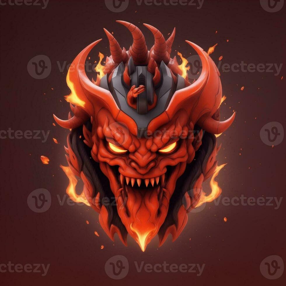 fire devil head mascot, for t-shirts, banners and esports game logos, AI generated photo