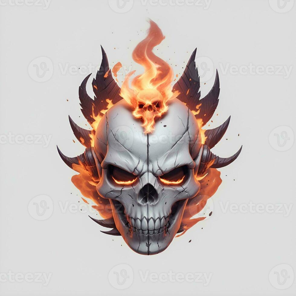 head skull fire mascot and esport gaming logo, AI generated photo