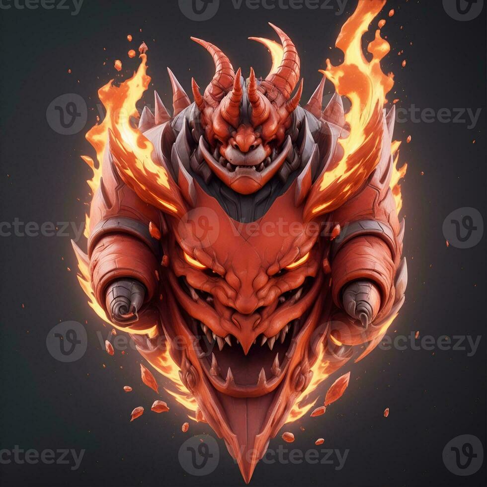 fire devil head mascot, for t-shirts, banners and esports game logos, AI generated photo