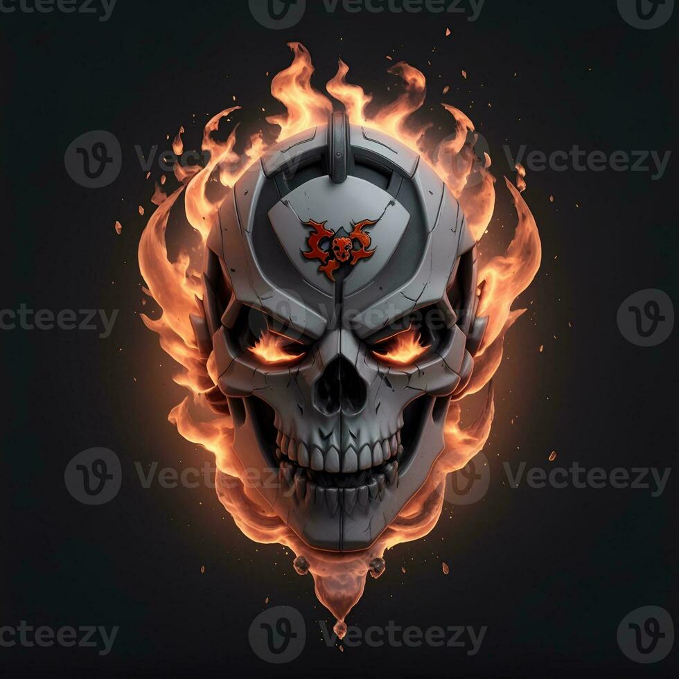 head skull fire mascot and esport gaming logo, AI generated photo
