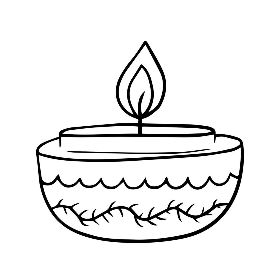 Vector Diwali deepak lamp sketch