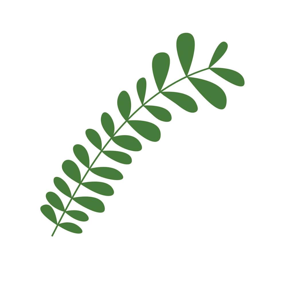 Vector branch with leaves flat illustration