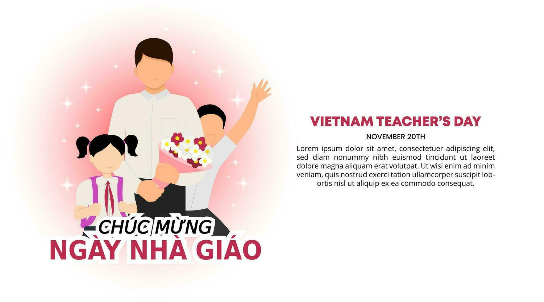 Chuc mung gay nha giao viet nam o contento vietnamita profesores día antecedentes con un profesor y estudiantes y destellos vector