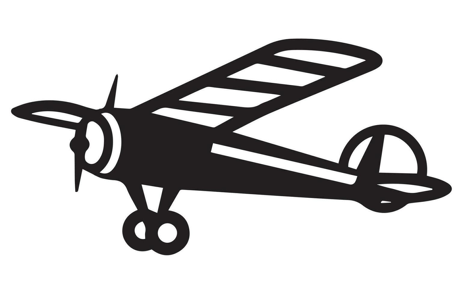 Vector retro biplane silhouettes set.vector illustrated propeller powered aircraft
