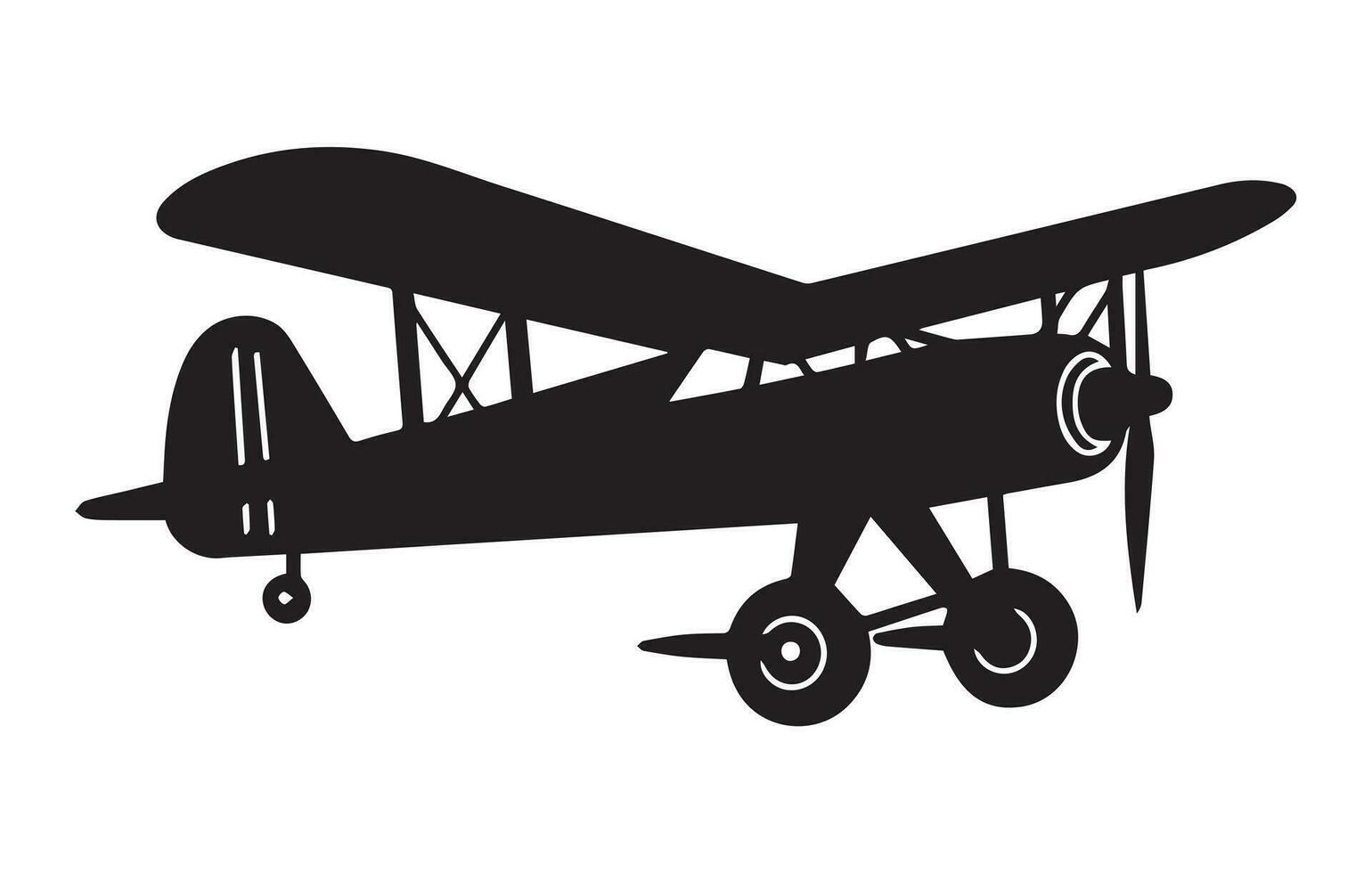 vector retro biplano siluetas conjunto.vector ilustrado hélice motorizado aeronave