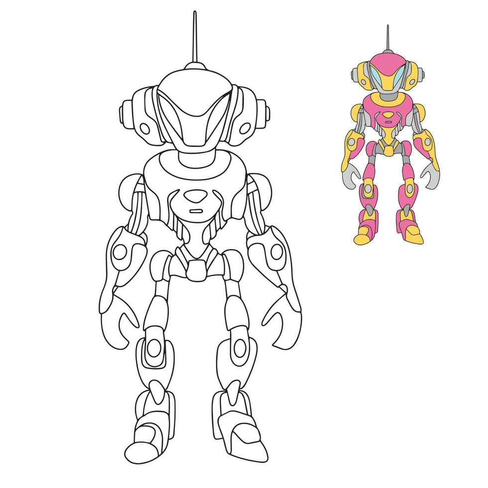 Robot coloring page. Robot coloring book for children education. Vector illustraiton.