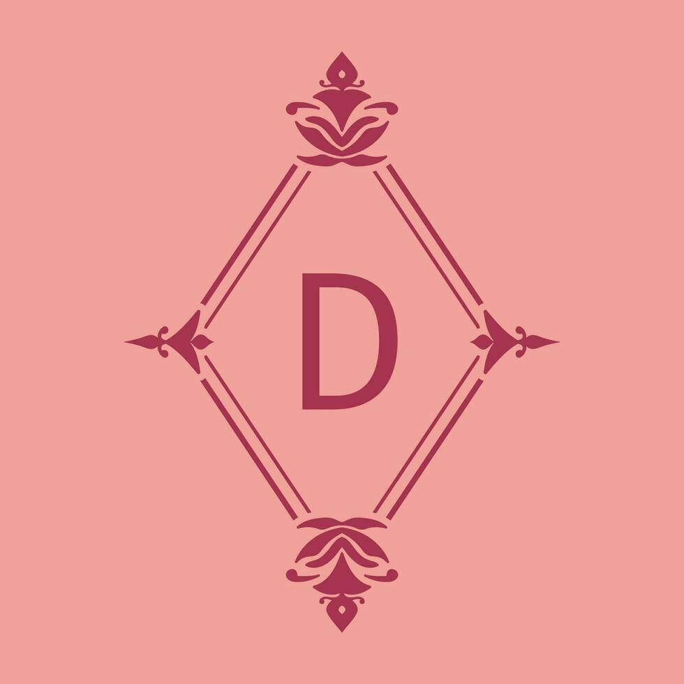 letter D classic beauty vintage initial vector logo frame