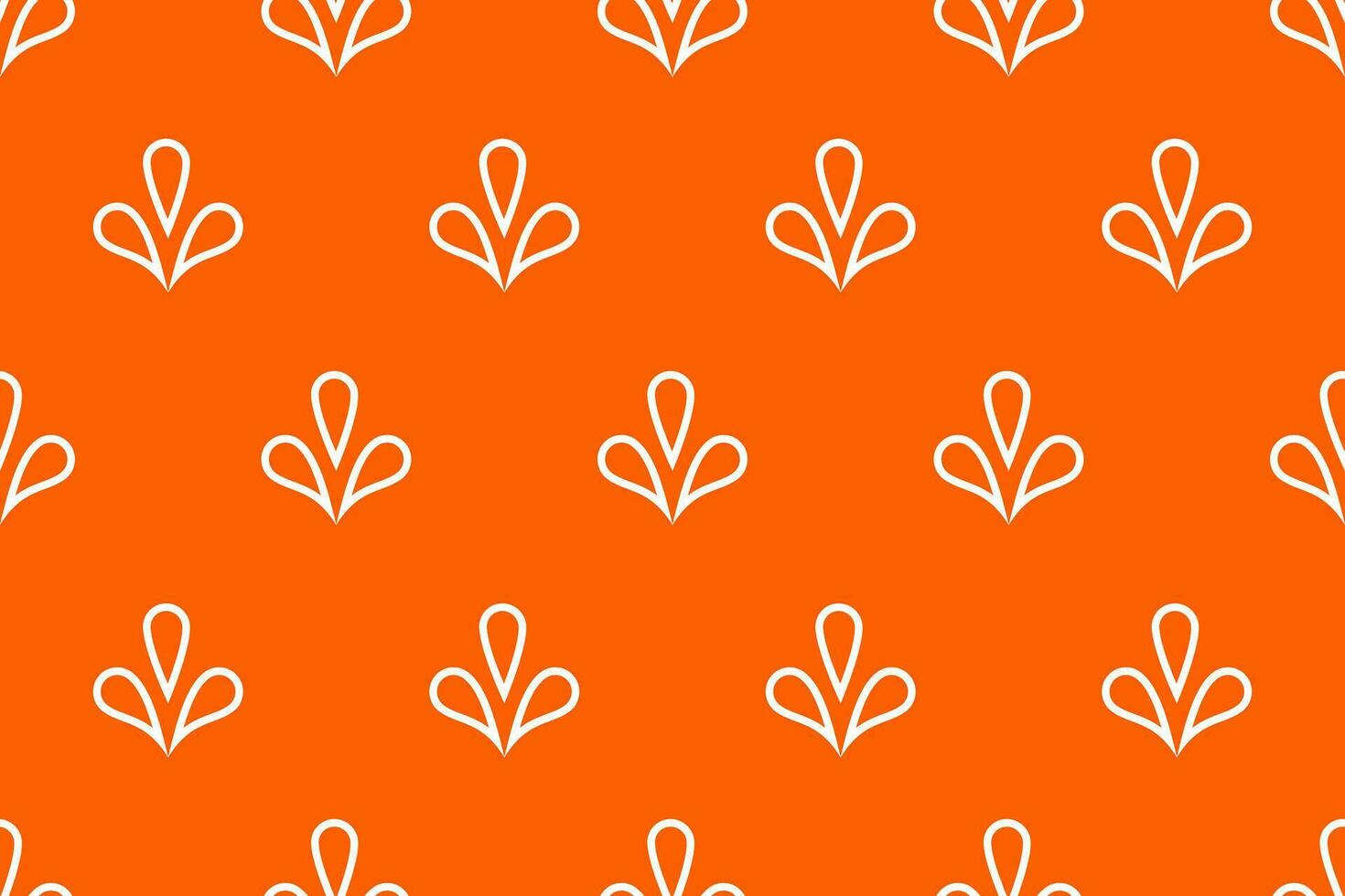 Seamless pattern doodle leaves on orange background. Vector illustration.