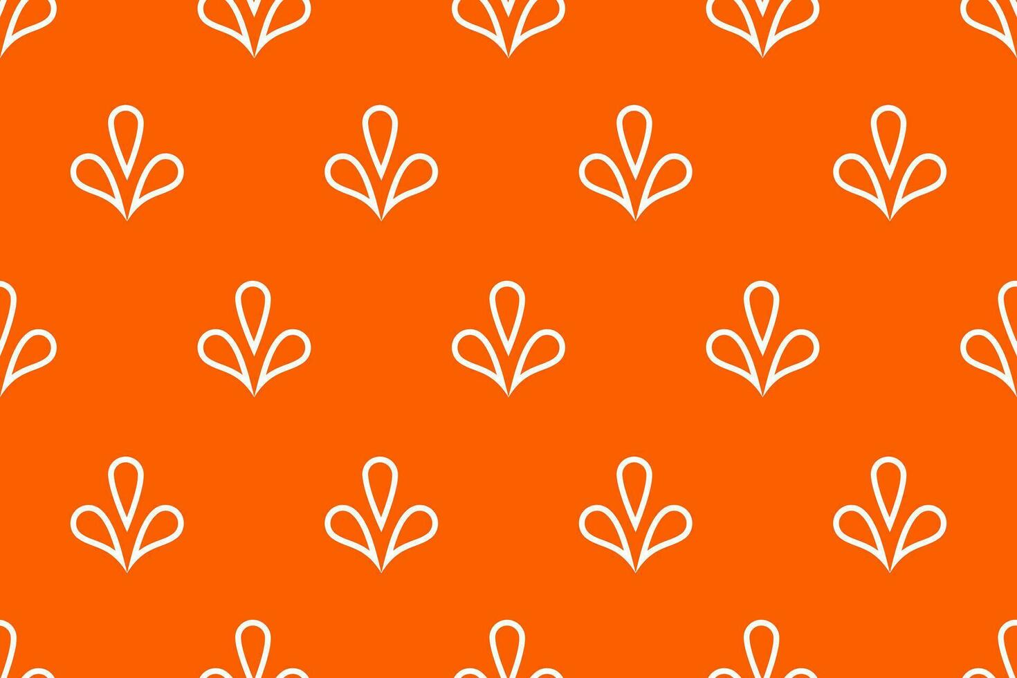 Seamless pattern doodle leaves on orange background. Vector illustration.