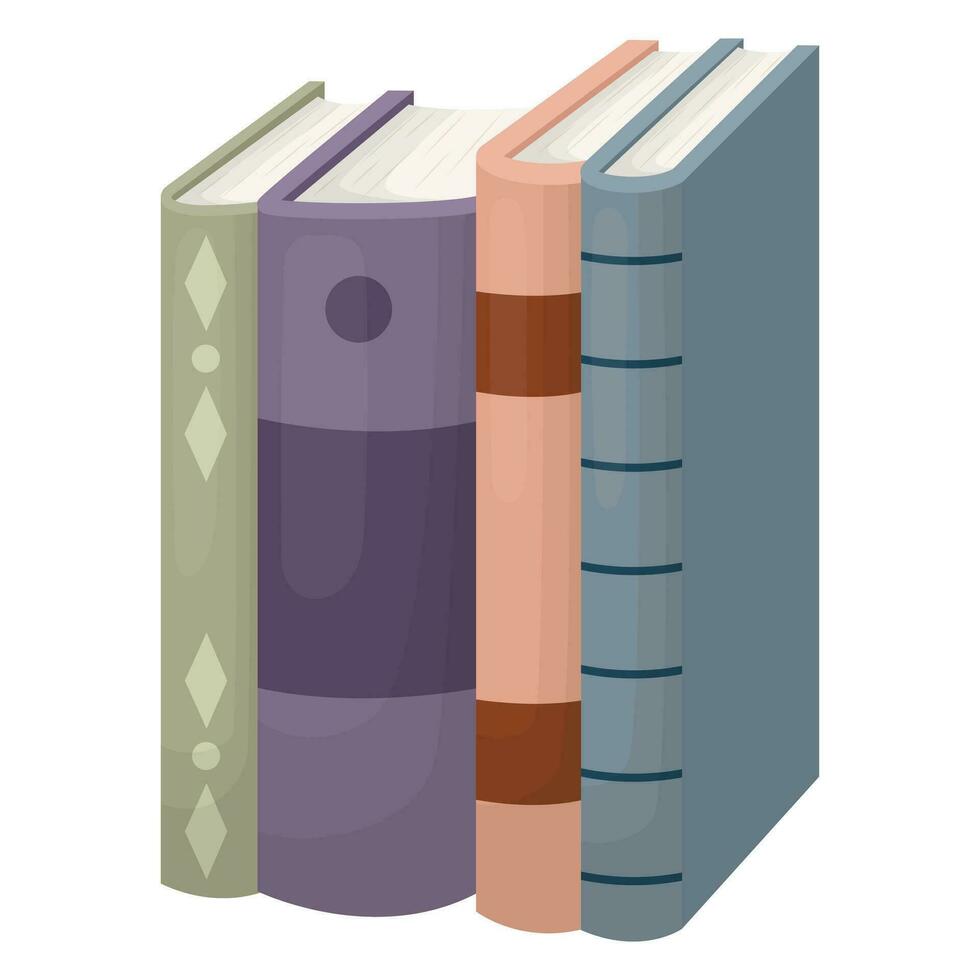 A stack of books. A stack of school textbooks. Vector illustration.