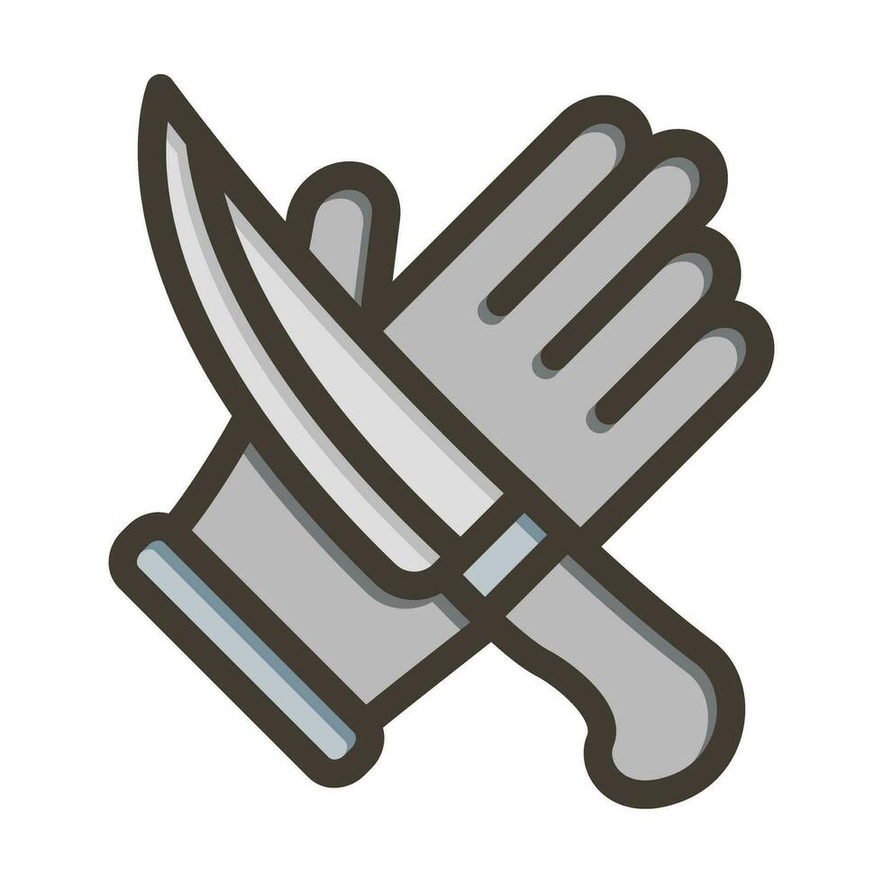 Knife Protector Glove Vector Thick Line Filled Colors Icon For Personal And Commercial Use.
