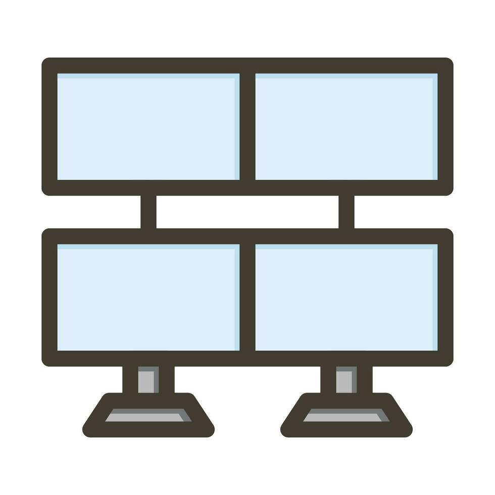 Monitors Vector Thick Line Filled Colors Icon For Personal And Commercial Use.