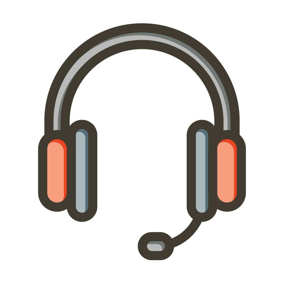 Headset Vector Thick Line Filled Colors Icon For Personal And Commercial Use.