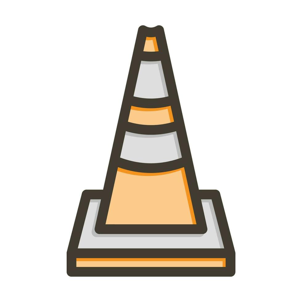 Traffic Cone Vector Thick Line Filled Colors Icon For Personal And Commercial Use.