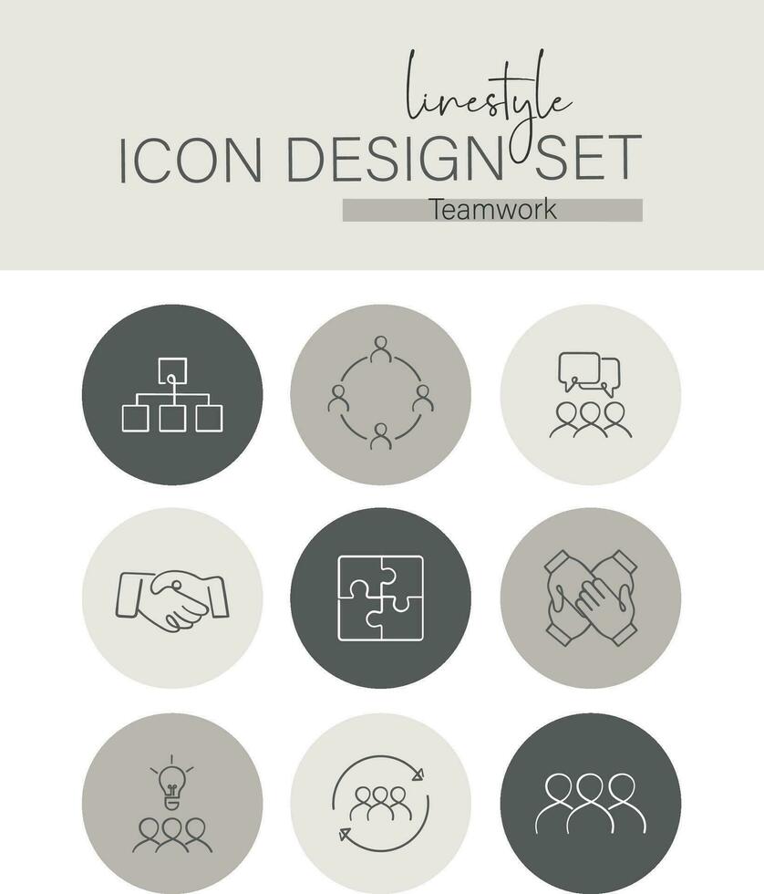 Linestyle Icon Design Set Teamwork vector