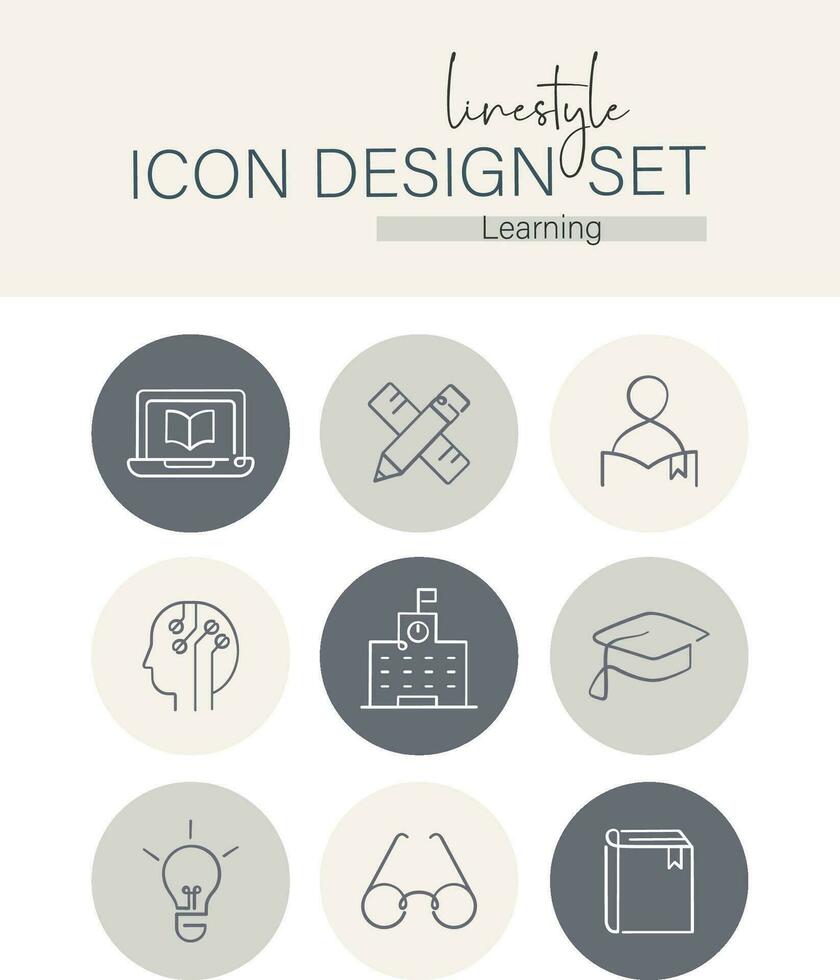 Linestyle Icon Design Set Learning vector