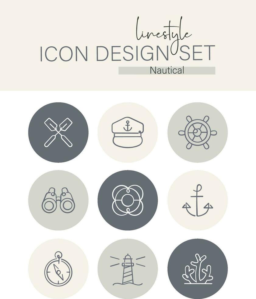 Linestyle Icon Design Set Nautical vector