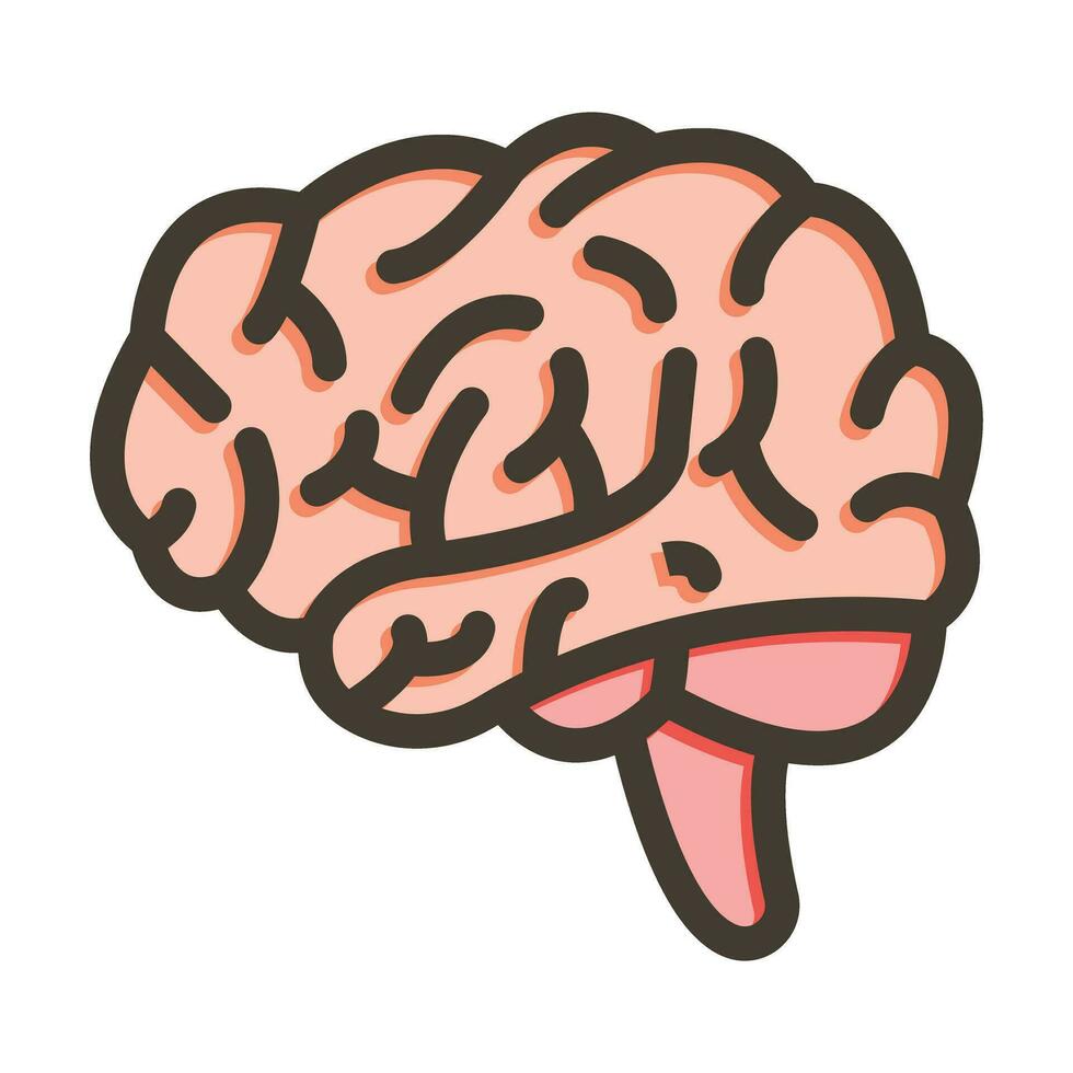 Brain Vector Thick Line Filled Colors Icon For Personal And Commercial Use.