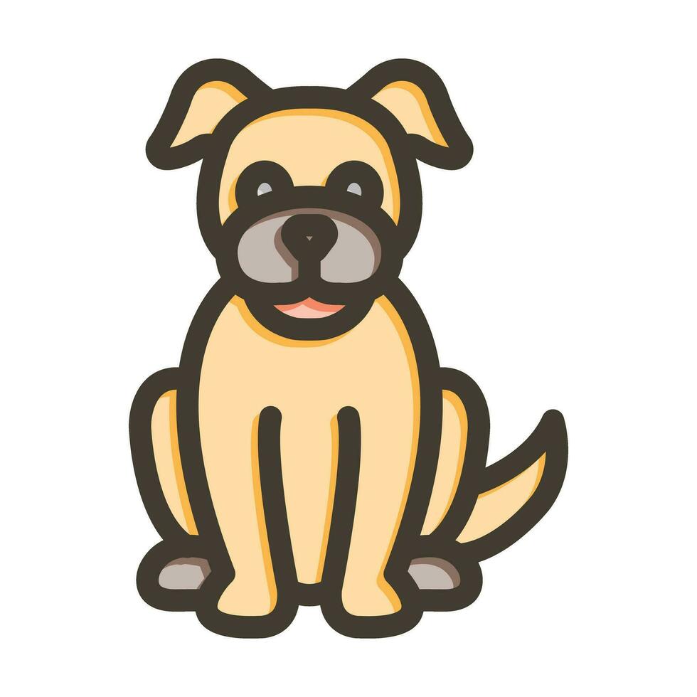 perro vector grueso línea lleno colores icono para personal y comercial usar.