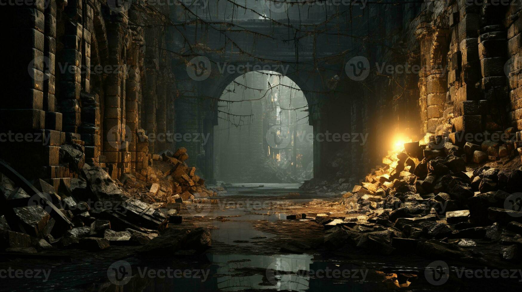 texture of cinematic decay, digital art illustration, Generative AI photo