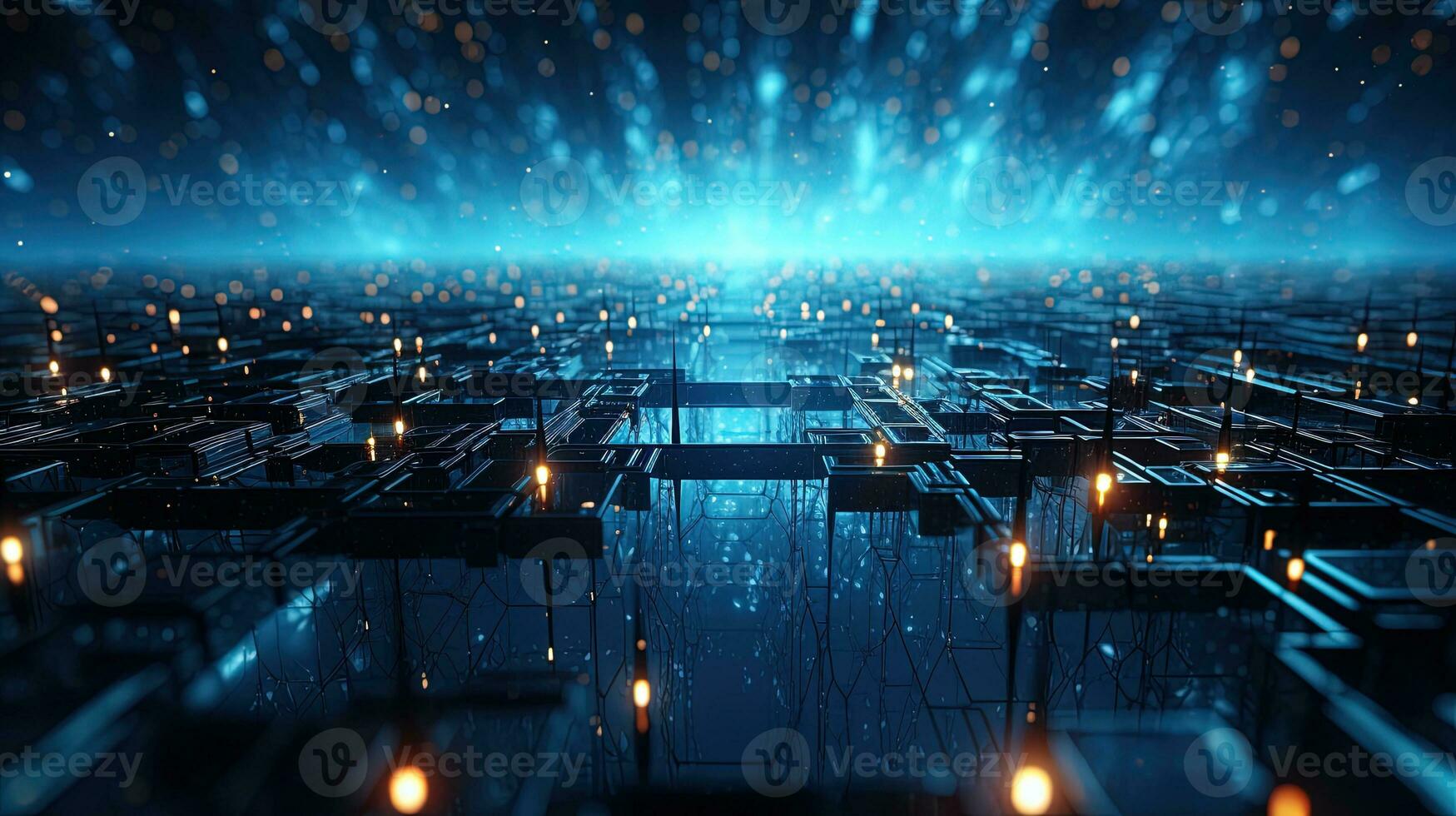 the azure network, digital art illustration, Generative AI photo