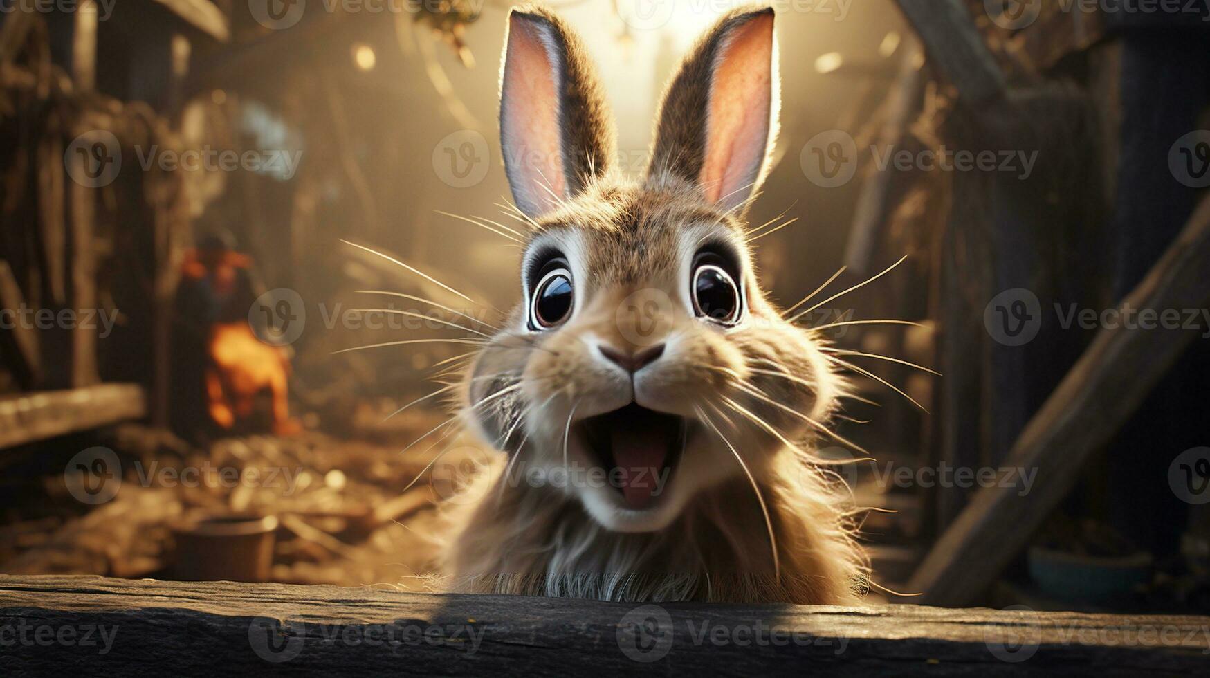 the comical hare, digital art illustration, Generative AI photo