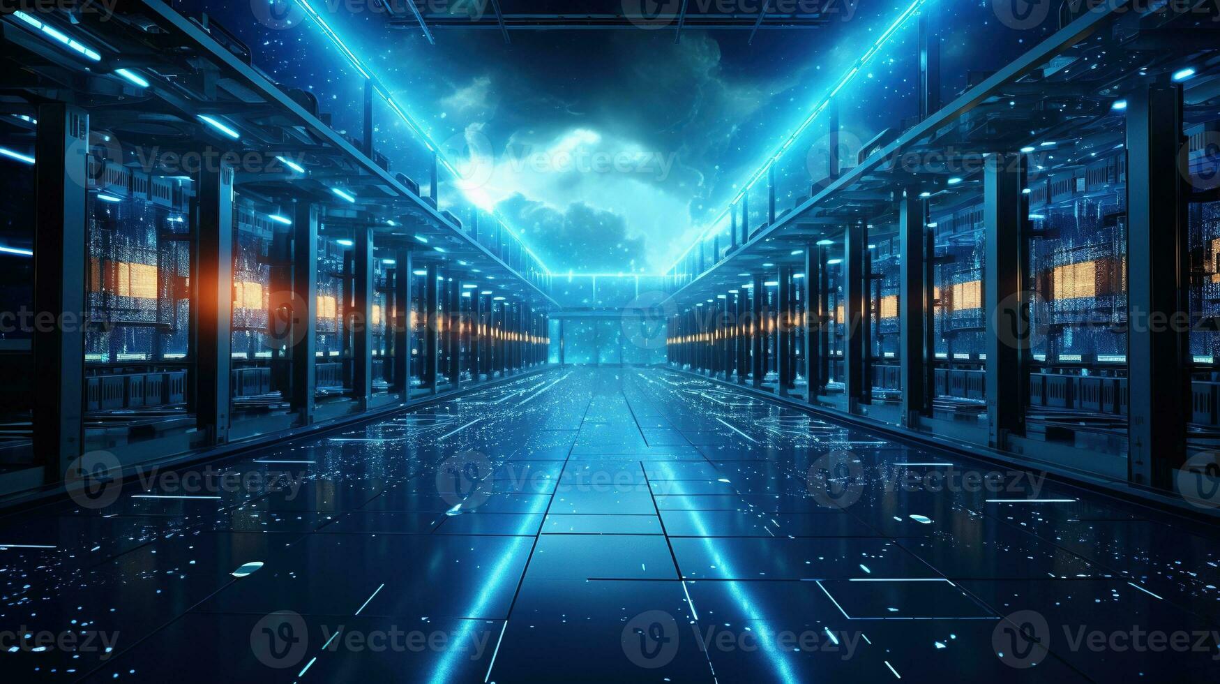the azure network, digital art illustration, Generative AI photo