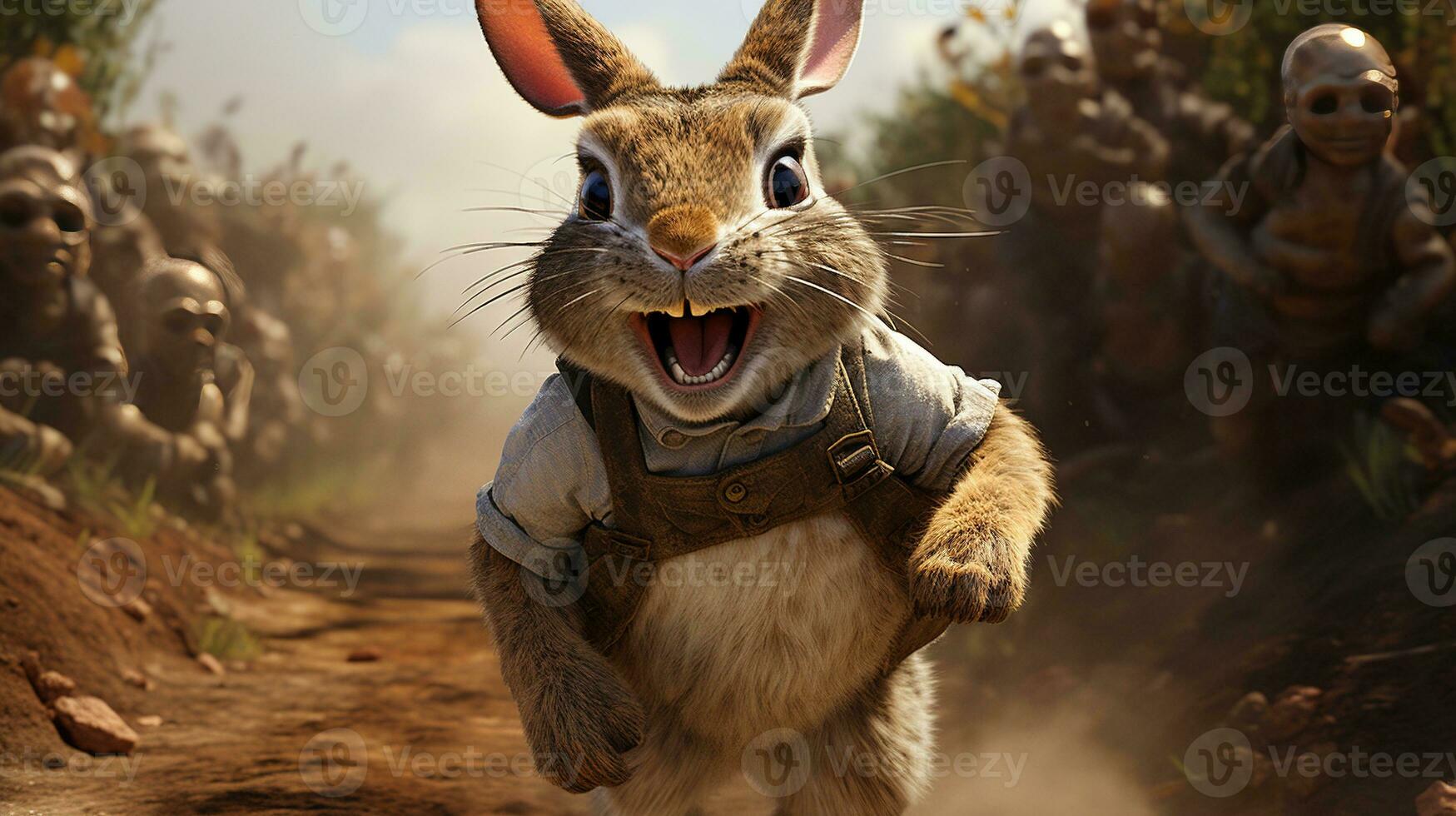 the comical hare, digital art illustration, Generative AI photo