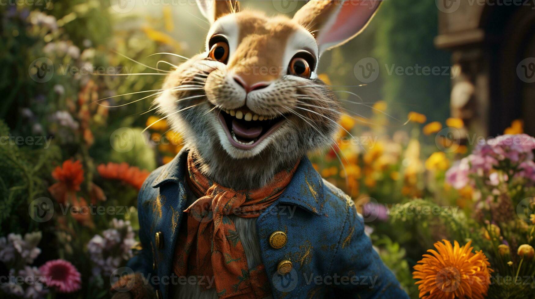 the comical hare, digital art illustration, Generative AI photo