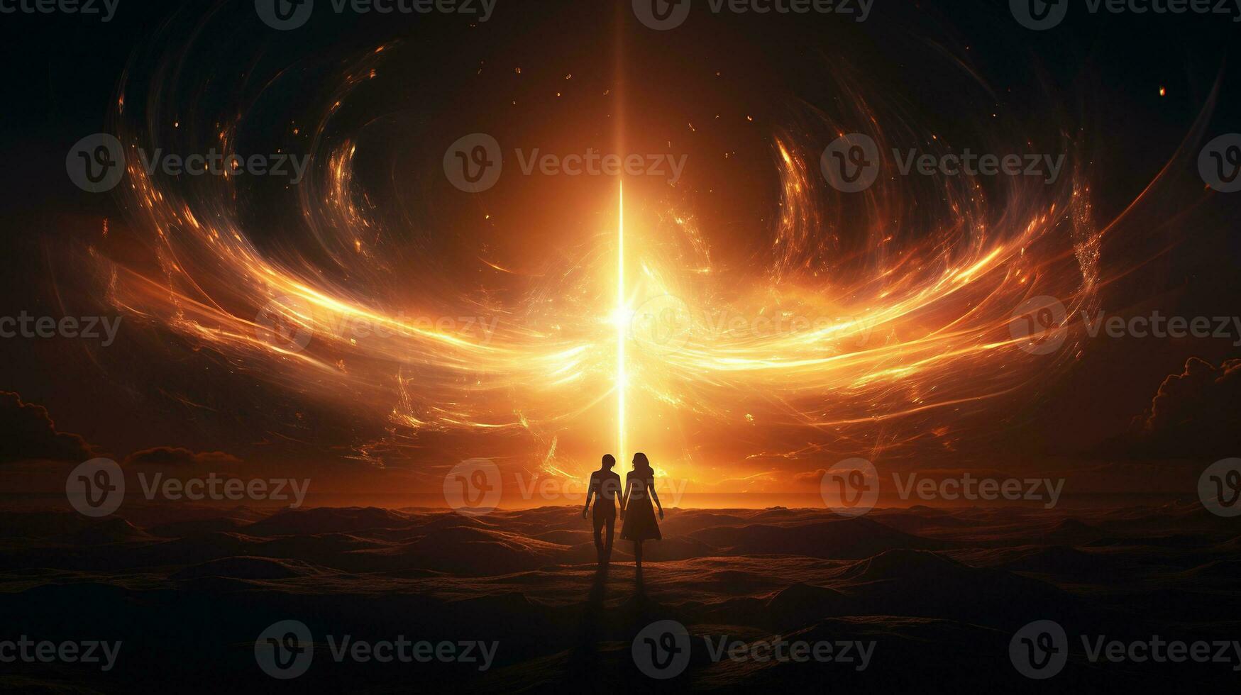 flares of luminosity, digital art illustration, Generative AI photo