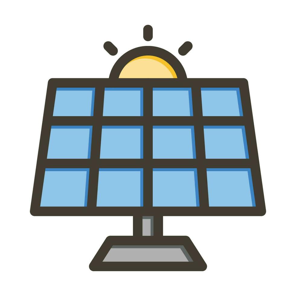 Solar Panel Vector Thick Line Filled Colors Icon For Personal And Commercial Use.