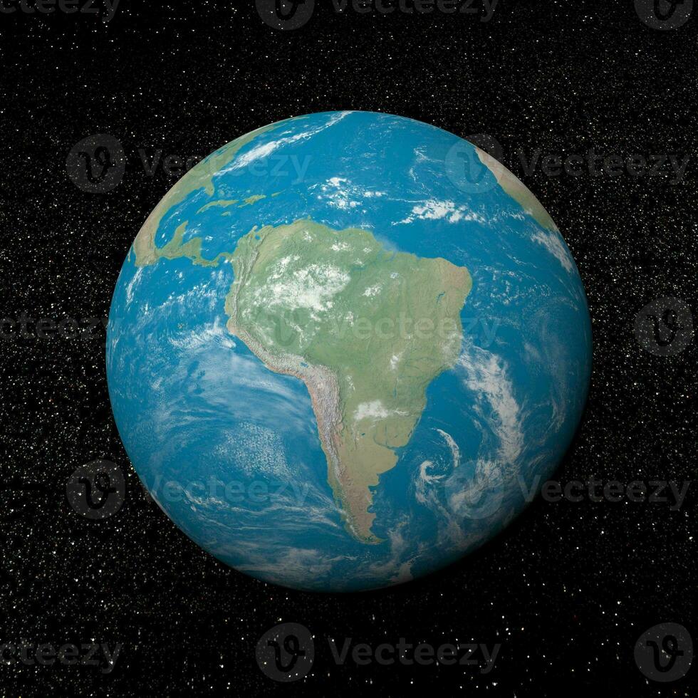 South america on earth - 3D render photo