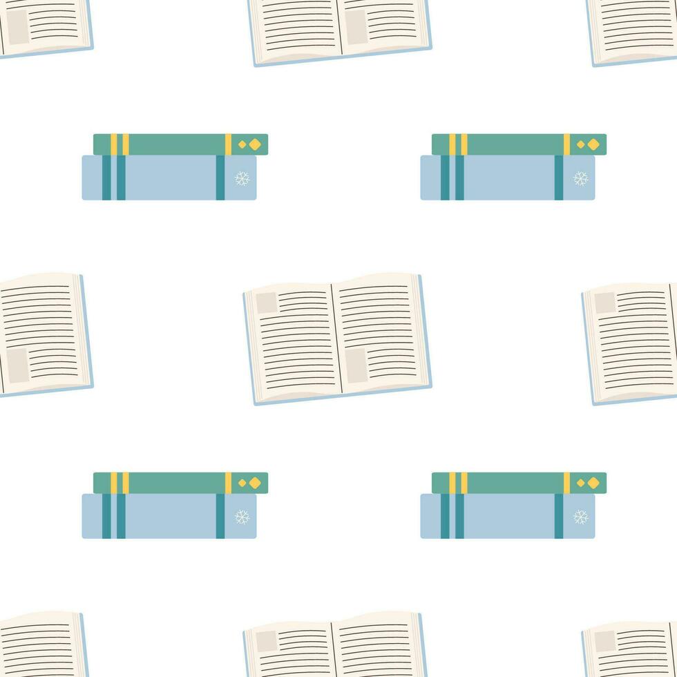 Seamless pattern book, notes, notebook library. vector