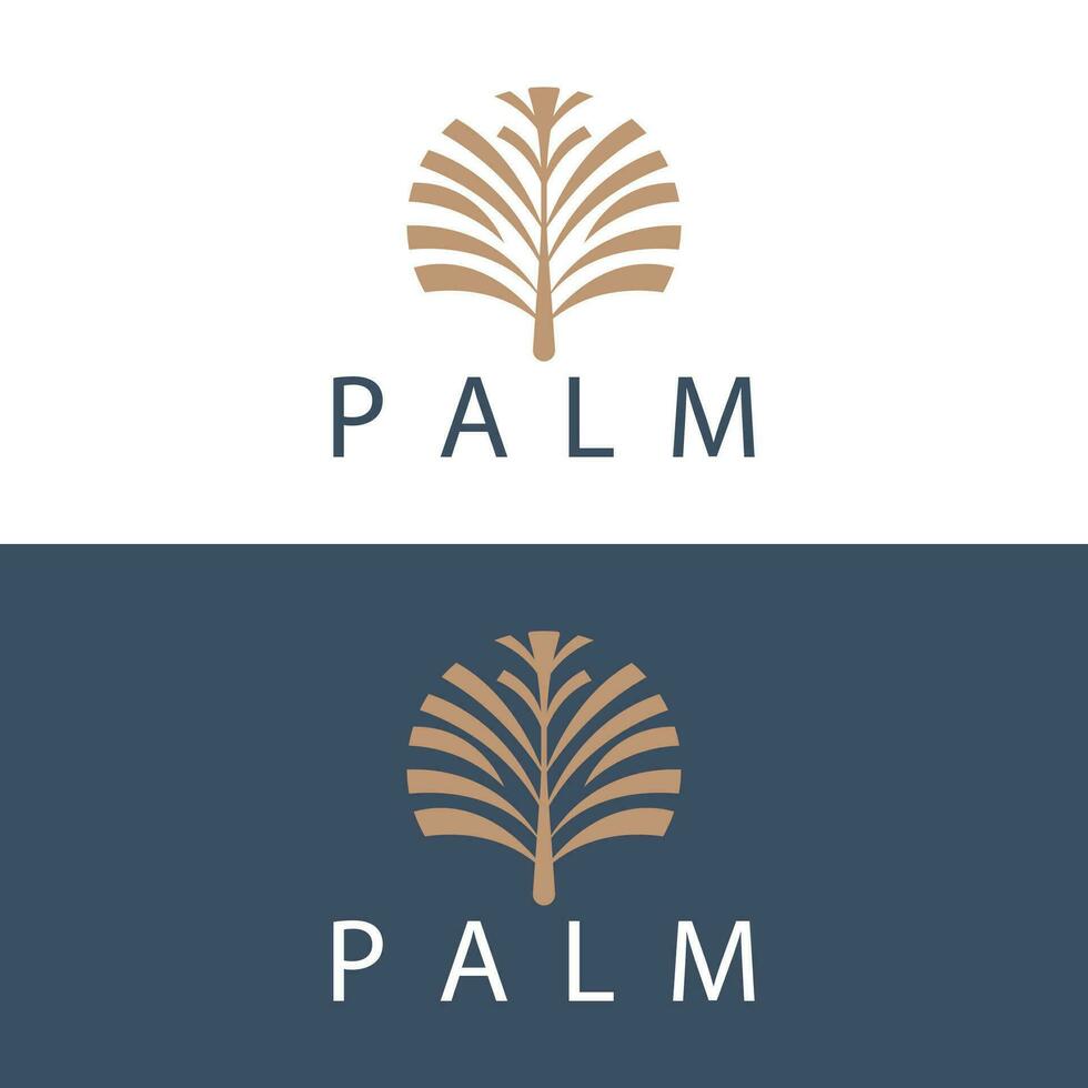 Palm Leaf Logo Design Vector Simple Minimalist Symbol Illustration Template