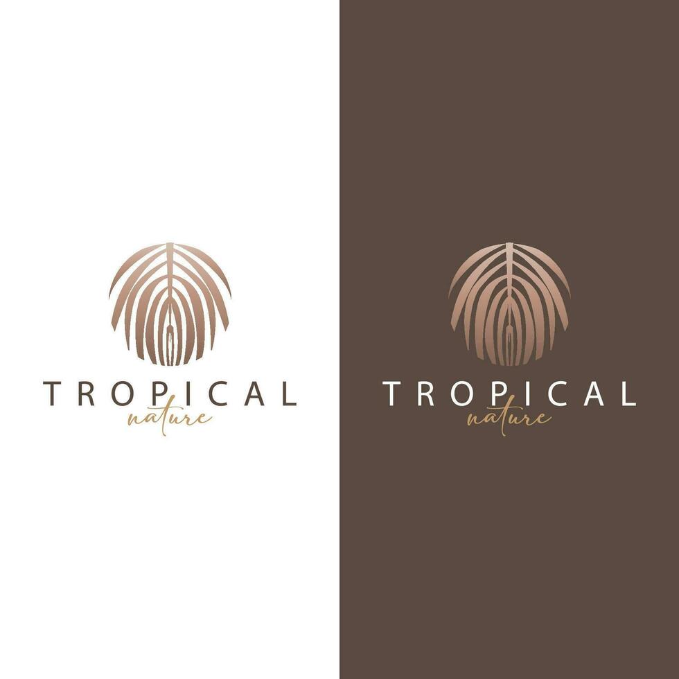 Palm Leaf Logo Design Vector Simple Minimalist Symbol Illustration Template