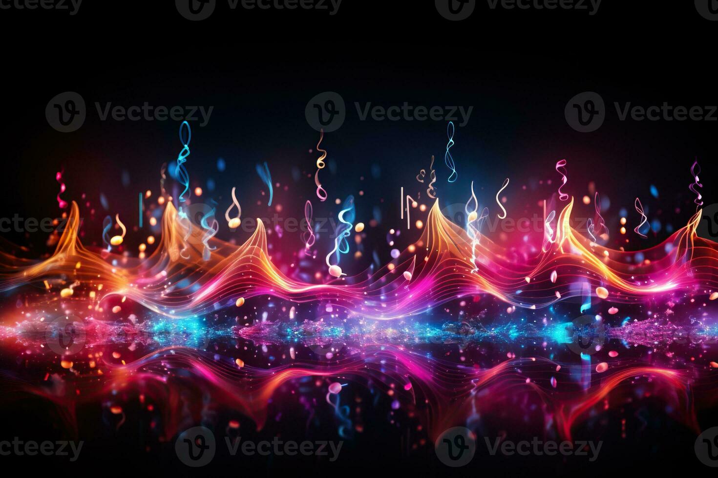 Abstract neon sound waves. Neon colorful digital music bar for technology concept photo