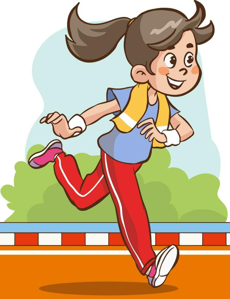 vector ilustración de niños corriendo carrera