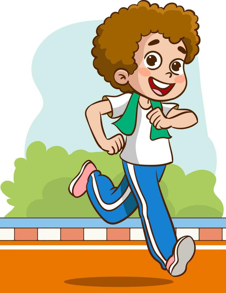 vector ilustración de niños corriendo carrera