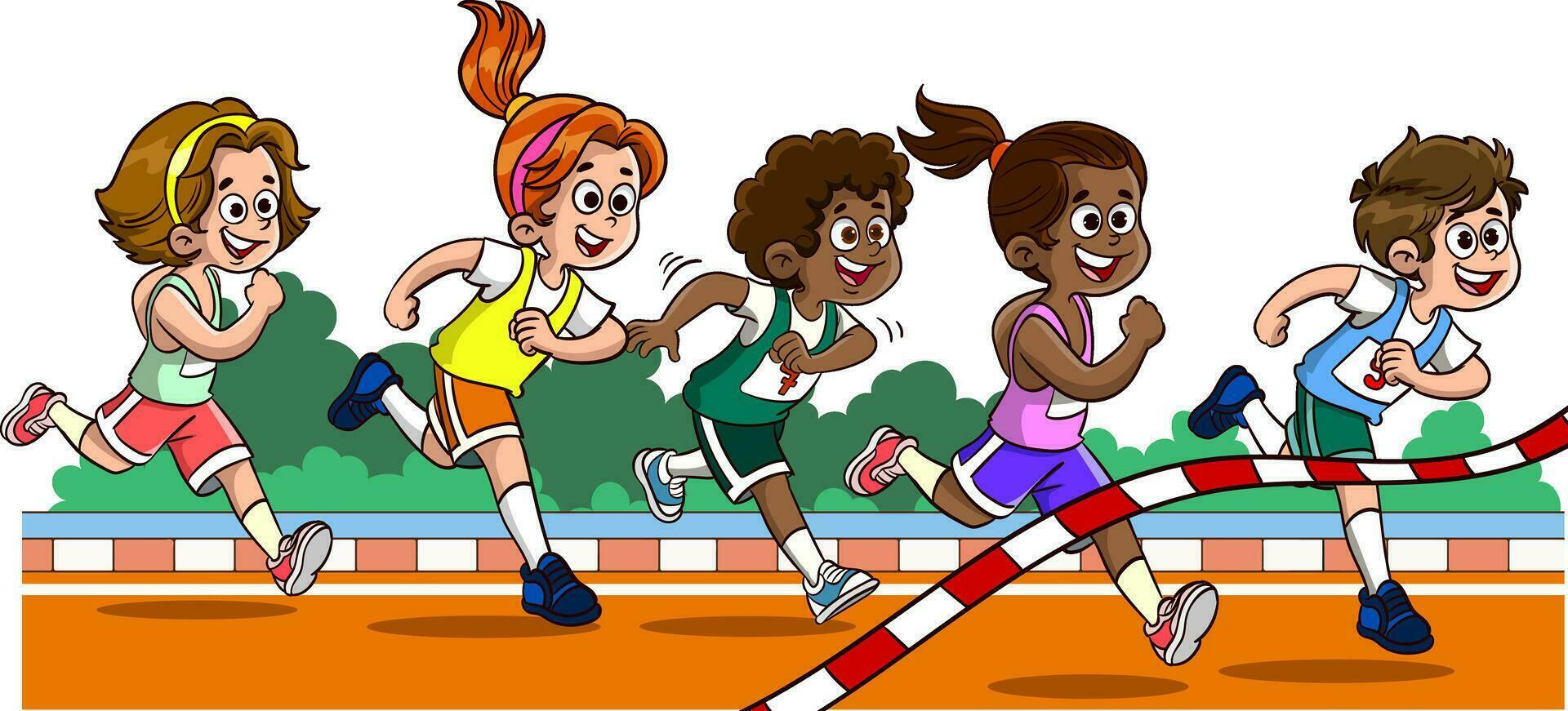 vector illustration of kids running race