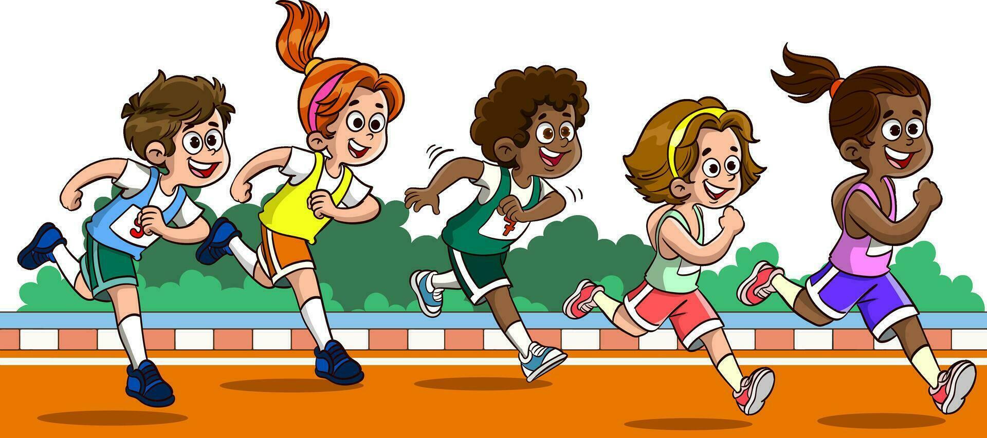 vector ilustración de niños corriendo carrera