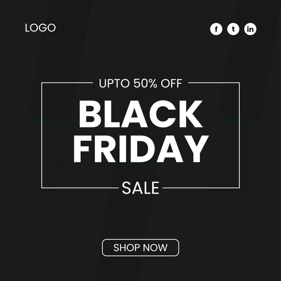 Black Friday Sale banner. Modern minimal banner for Black Friday. Black Friday Template for promotion, advertising, social ads. Vector illustration.