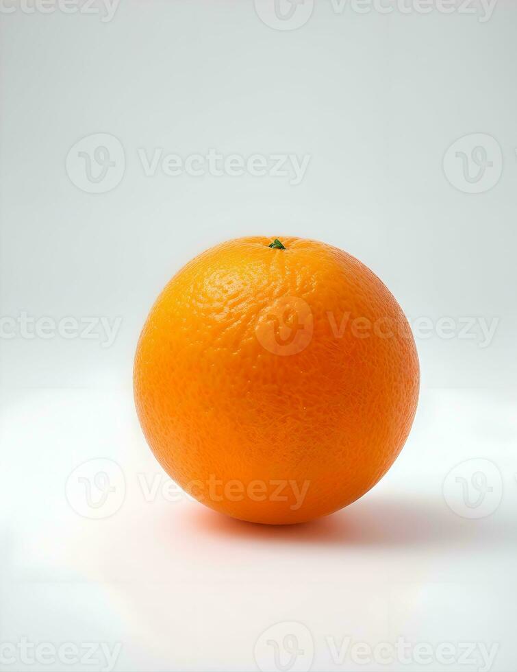 Ripe orange isolated with leaf on a white background Clipping Path by ai generated. photo