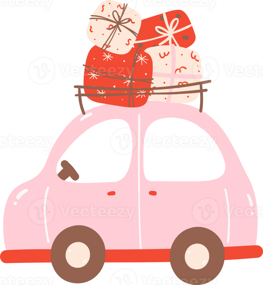 Cute Pink Christmas car png
