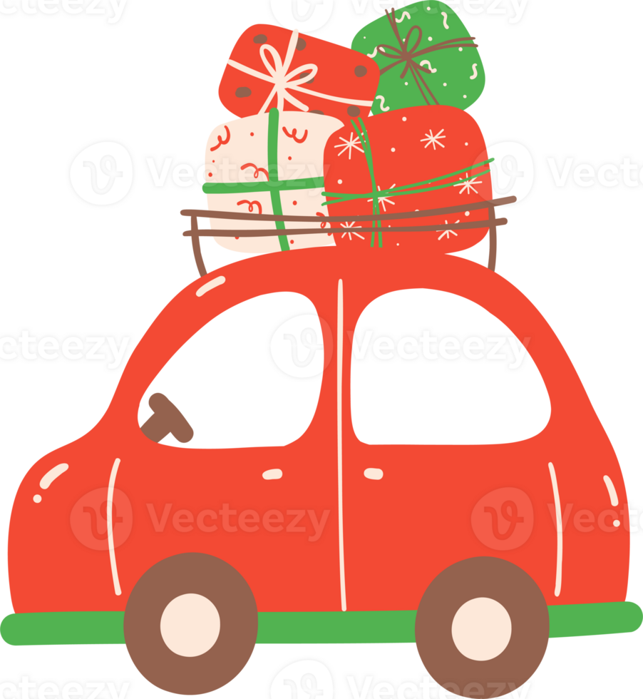 Cute Red Christmas car png