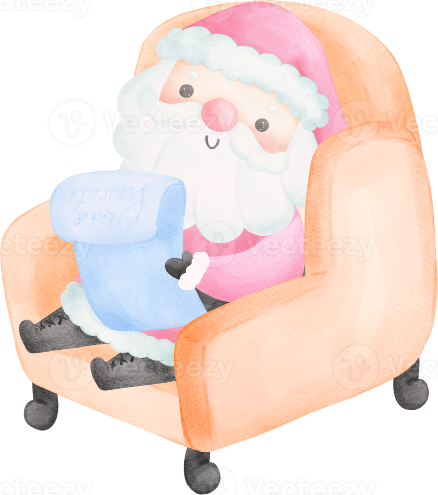 rosado Papa Noel claus ilustración acuarela png