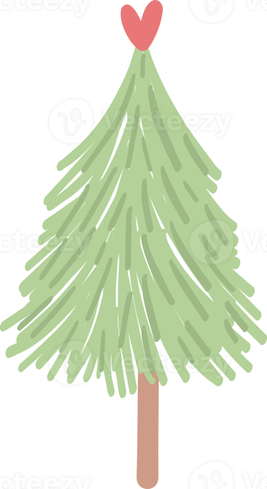 Christmas tree, cute festive pine with decoration cartoon doodle png