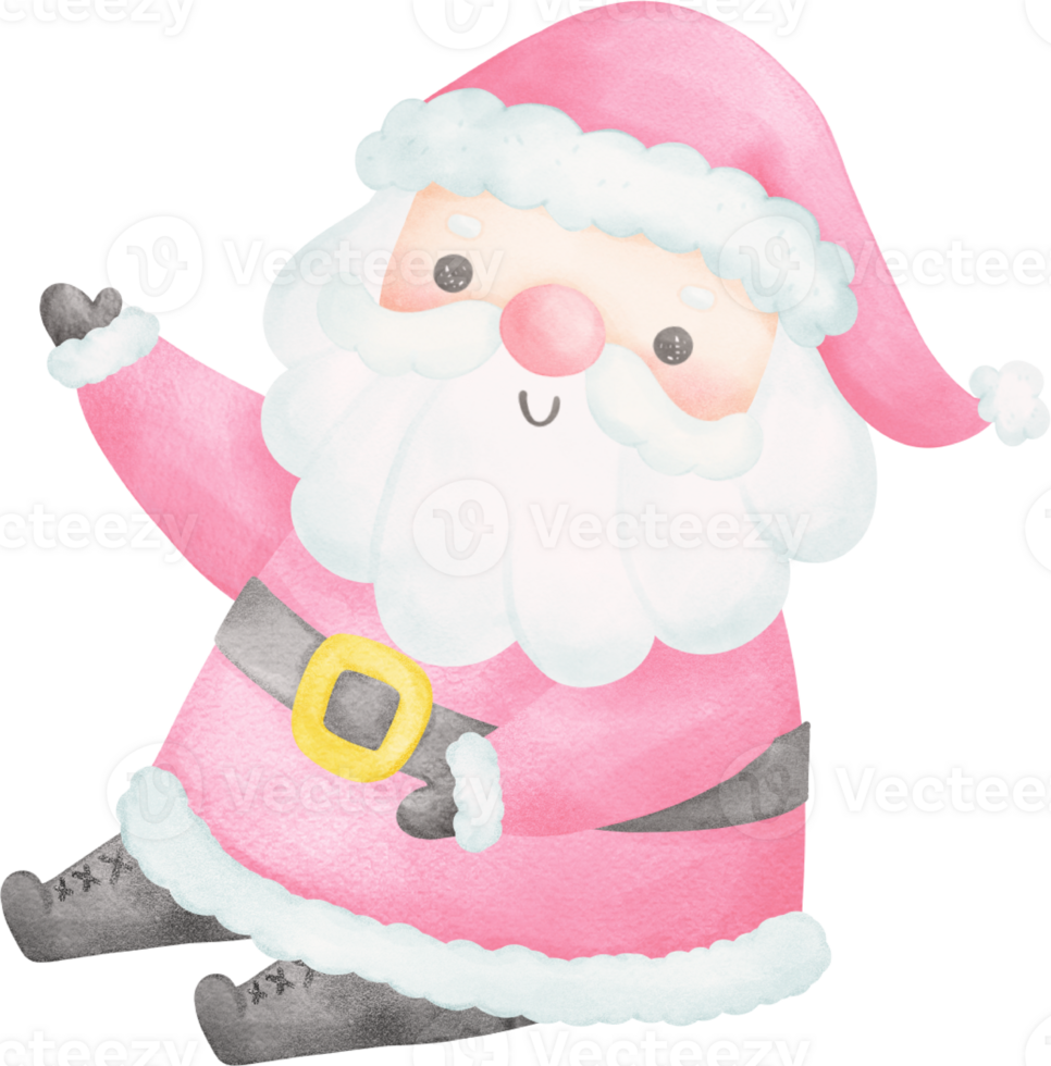 Pink Santa Claus illustration watercolor png