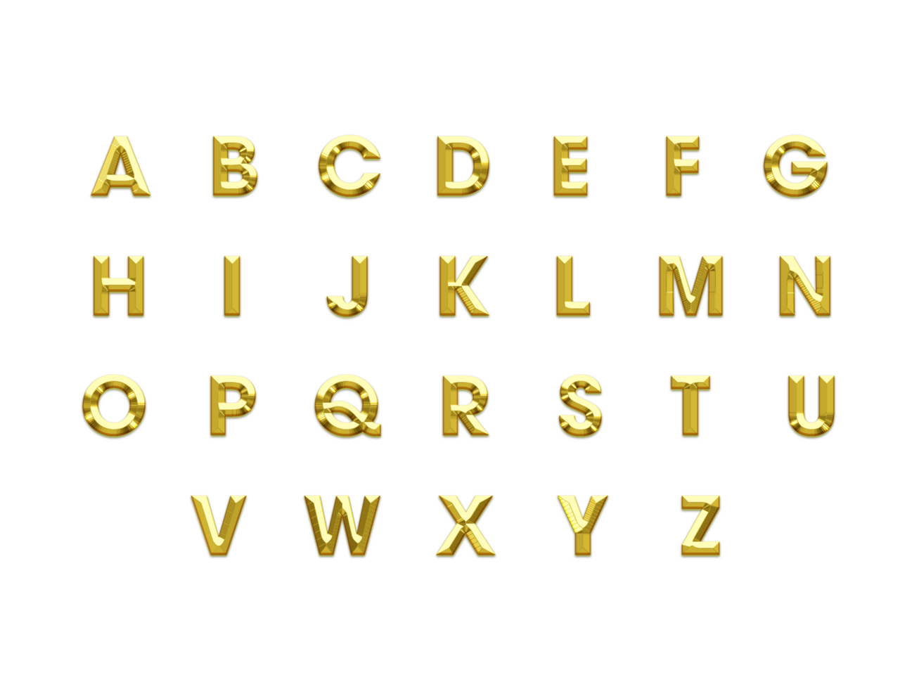 Bold Shiny, Gold-colored uppercase English letters, Transparent Background png